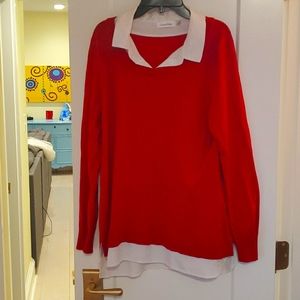 Red Sweater with attached blouse